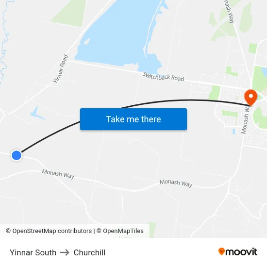 Yinnar South to Churchill map