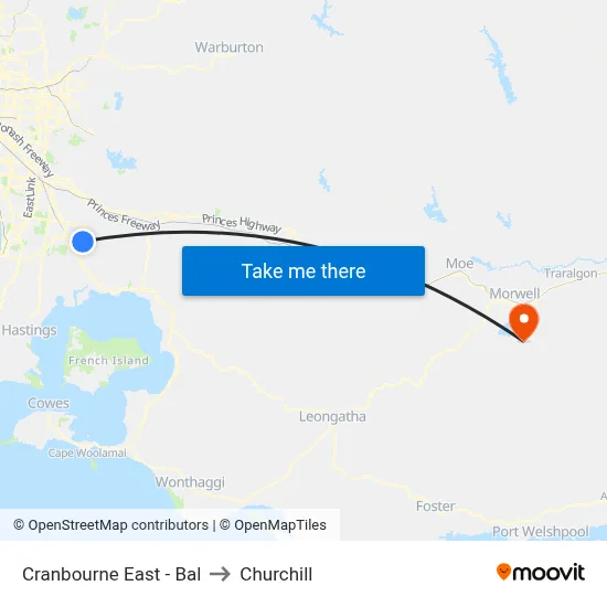 Cranbourne East - Bal to Churchill map
