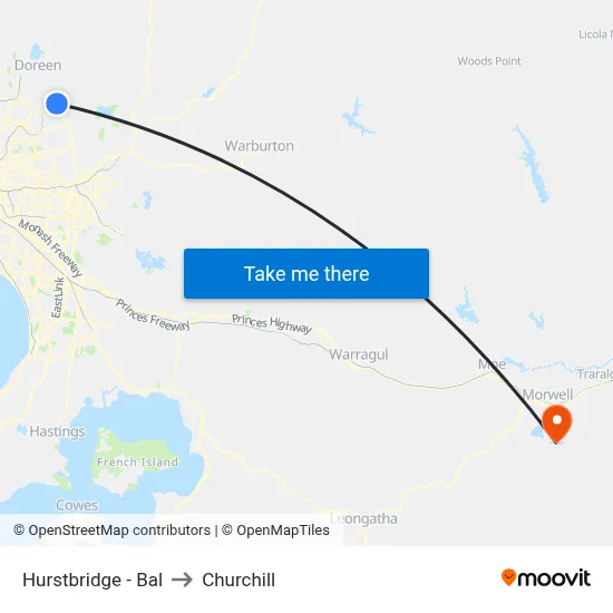 Hurstbridge - Bal to Churchill map