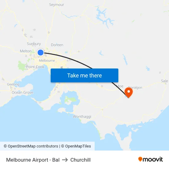 Melbourne Airport - Bal to Churchill map