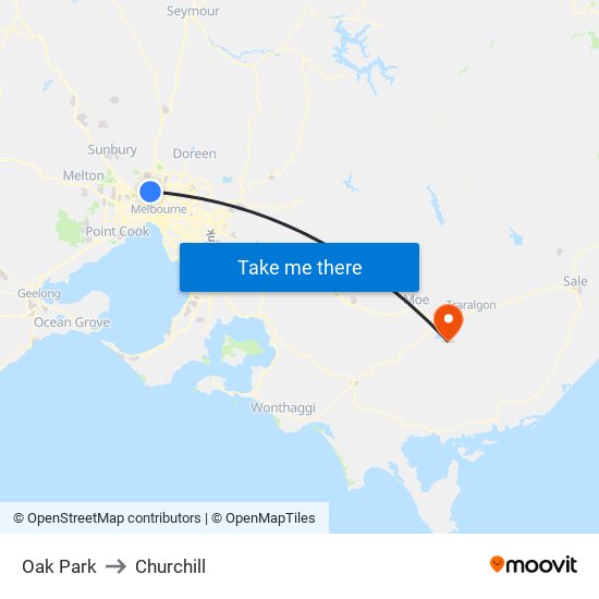 Oak Park to Churchill map