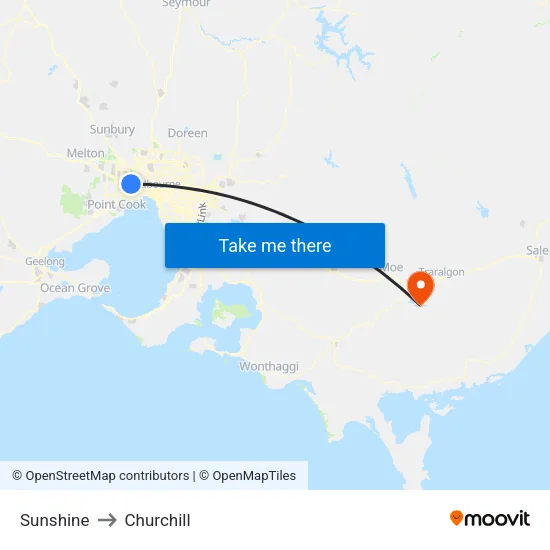 Sunshine to Churchill map