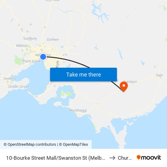 10-Bourke Street Mall/Swanston St (Melbourne City) to Churchill map