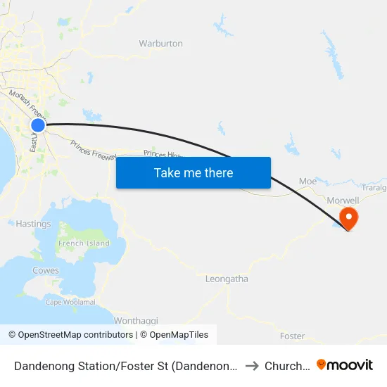 Dandenong Station/Foster St to Churchill map
