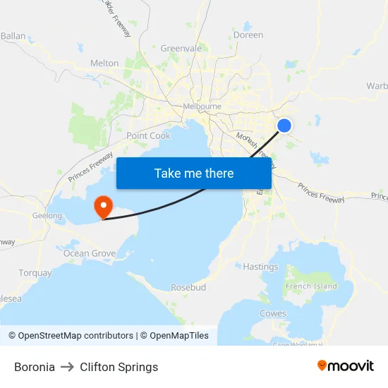 Boronia to Clifton Springs map