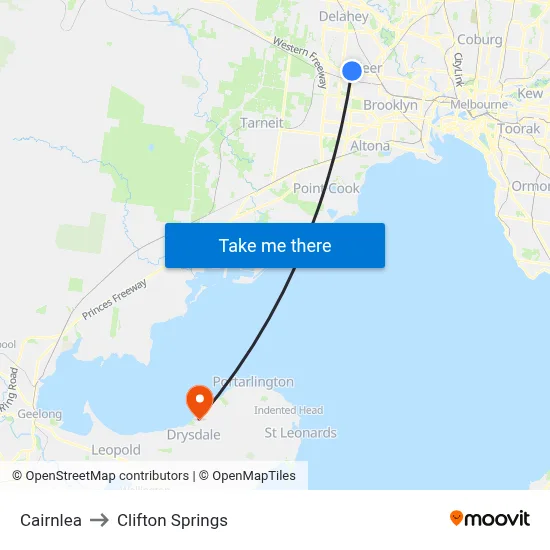Cairnlea to Clifton Springs map