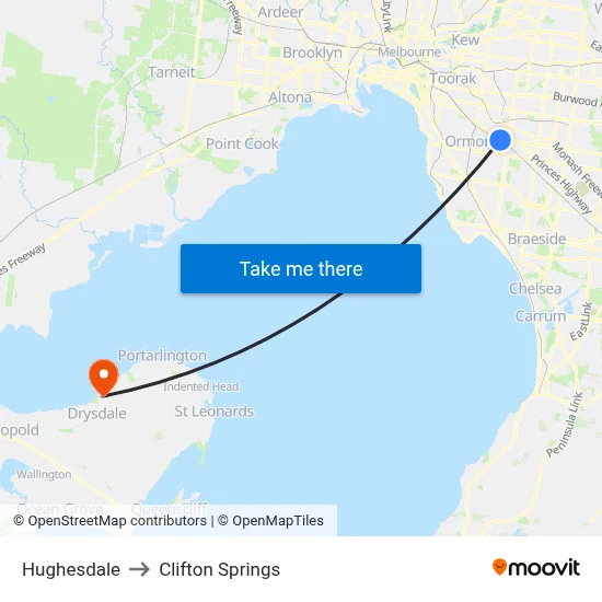 Hughesdale to Clifton Springs map