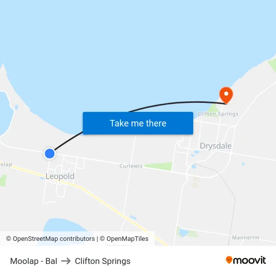 Moolap - Bal to Clifton Springs map