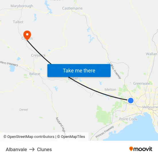 Albanvale to Clunes map