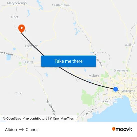 Albion to Clunes map