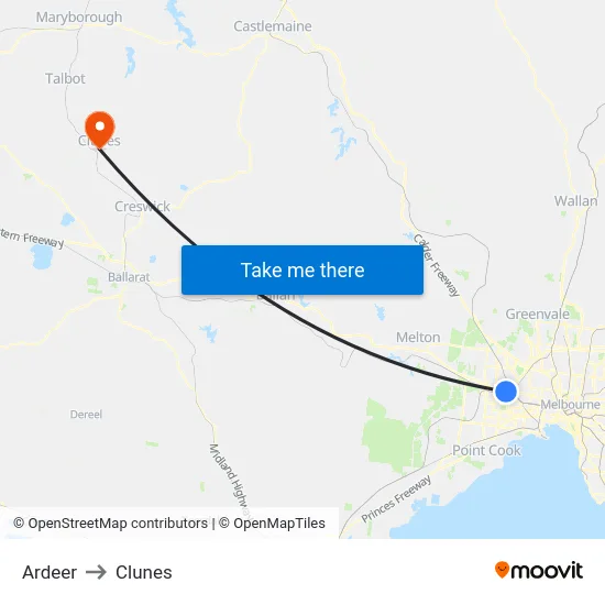 Ardeer to Clunes map