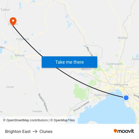 Brighton East to Clunes map