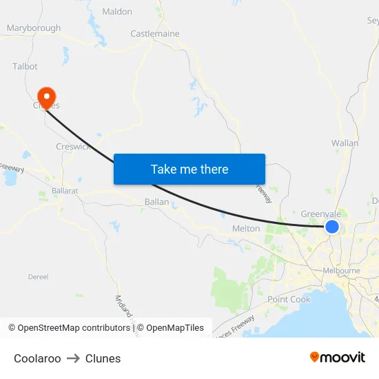 Coolaroo to Clunes map