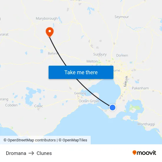 Dromana to Clunes map