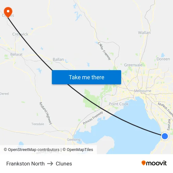 Frankston North to Clunes map