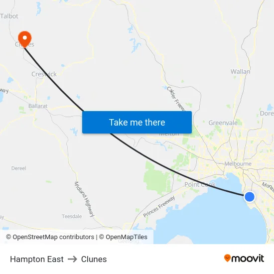Hampton East to Clunes map