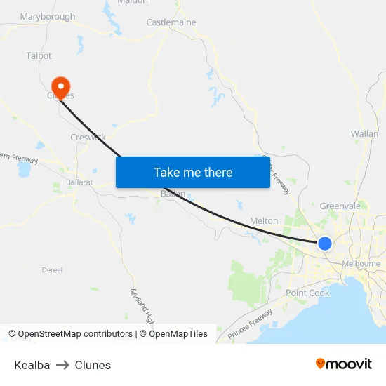 Kealba to Clunes map