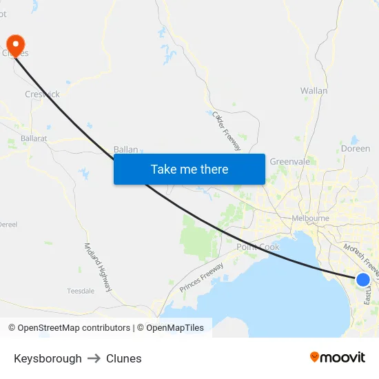 Keysborough to Clunes map