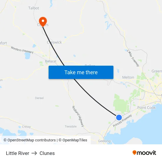 Little River to Clunes map