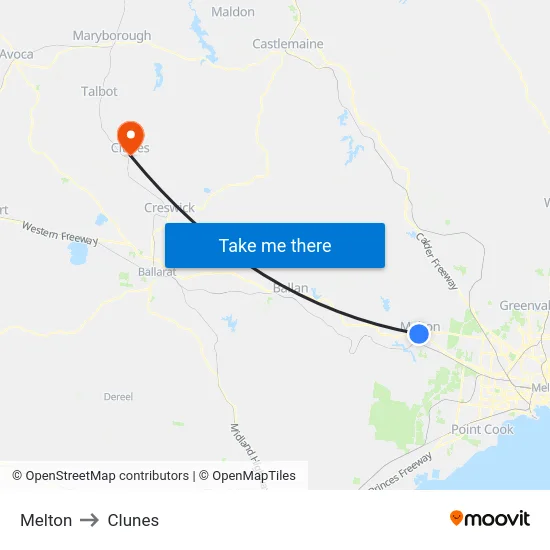 Melton to Clunes map