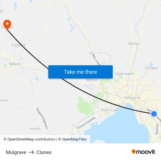 Mulgrave to Clunes map