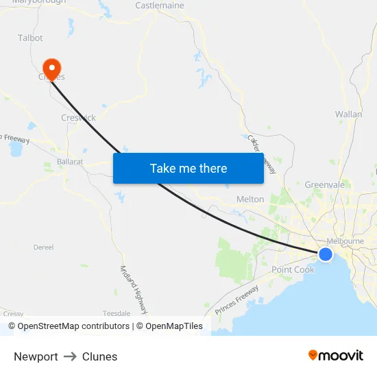 Newport to Clunes map