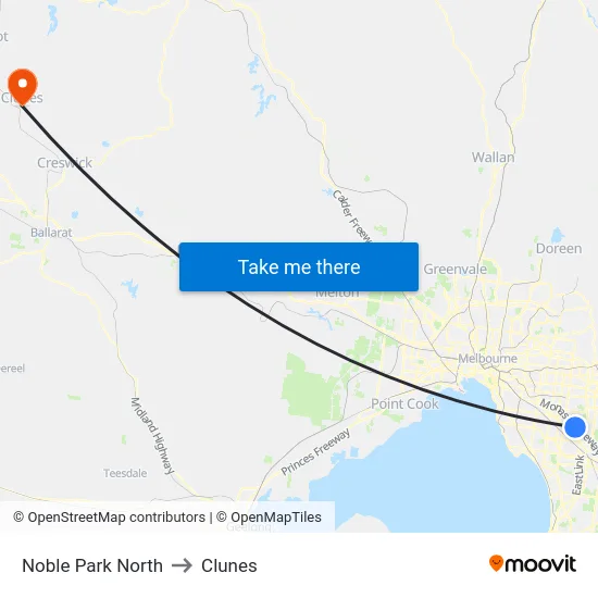 Noble Park North to Clunes map