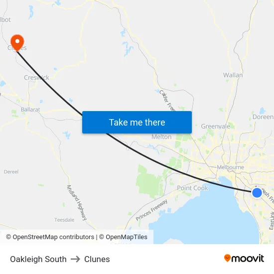 Oakleigh South to Clunes map
