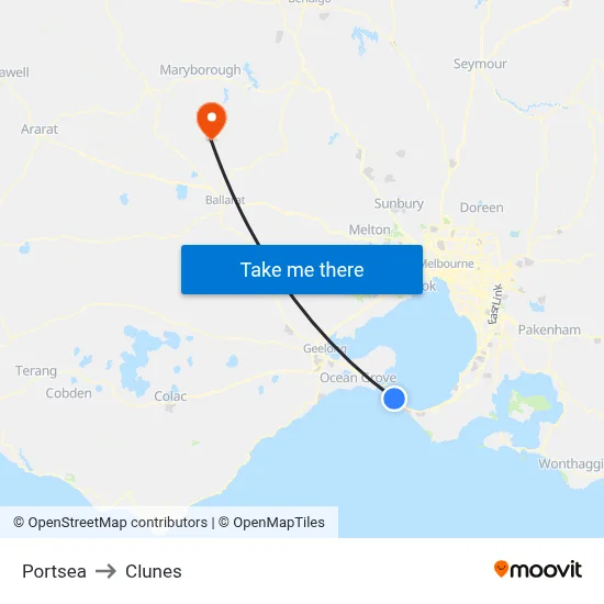 Portsea to Clunes map