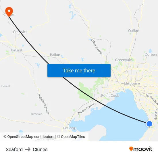 Seaford to Clunes map