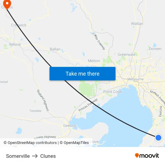 Somerville to Clunes map