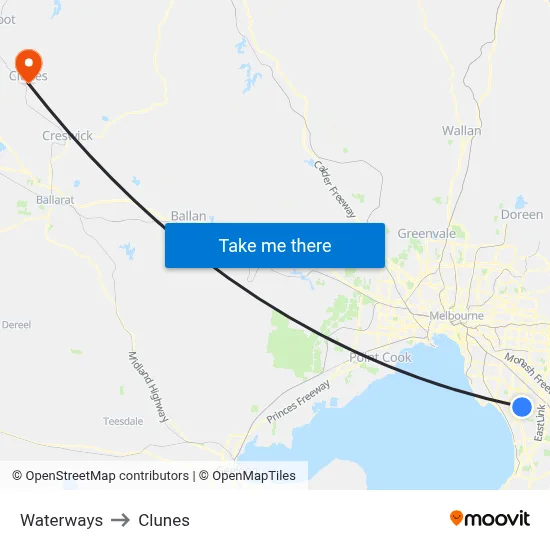 Waterways to Clunes map