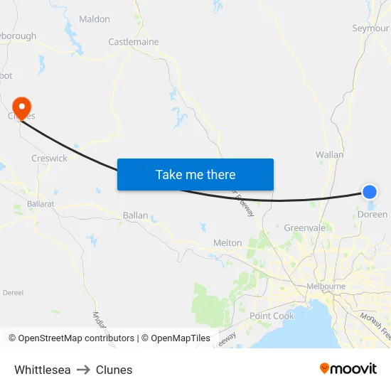 Whittlesea to Clunes map