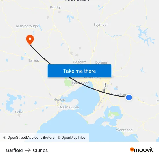 Garfield to Clunes map