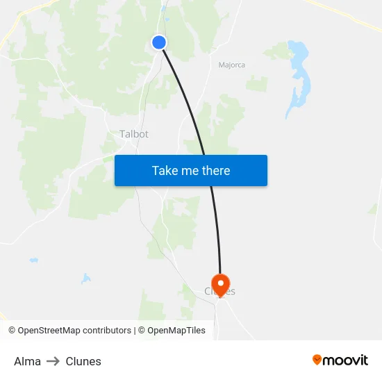 Alma to Clunes map