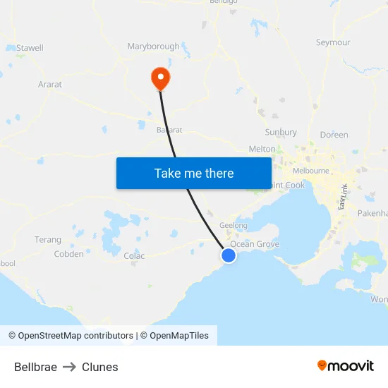 Bellbrae to Clunes map