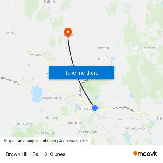 Brown Hill - Bal to Clunes map