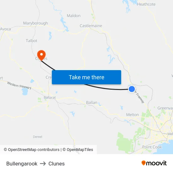 Bullengarook to Clunes map