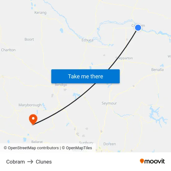Cobram to Clunes map