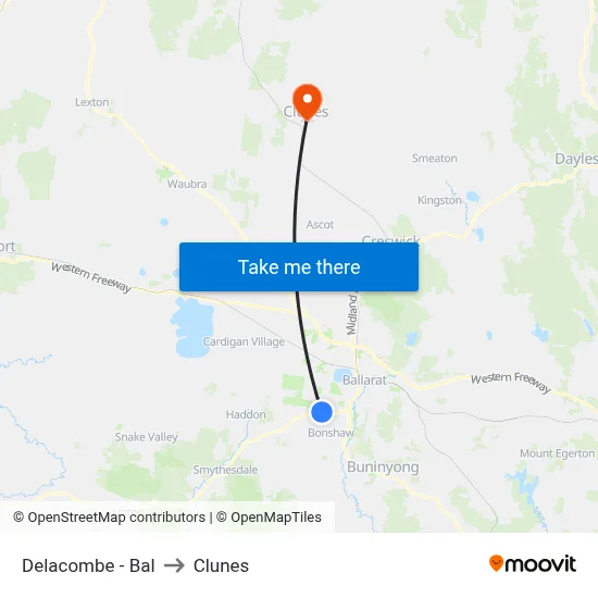 Delacombe - Bal to Clunes map