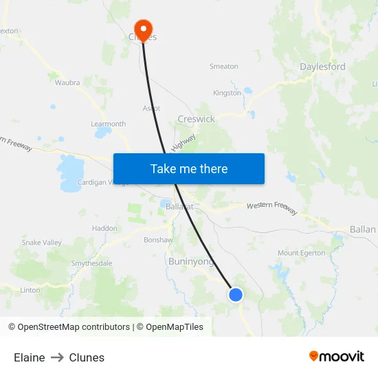 Elaine to Clunes map