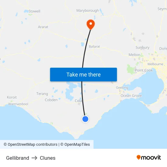 Gellibrand to Clunes map