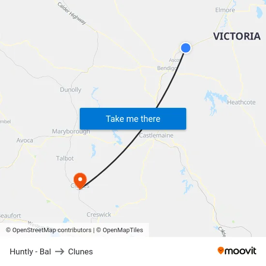 Huntly - Bal to Clunes map