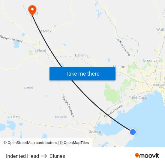 Indented Head to Clunes map