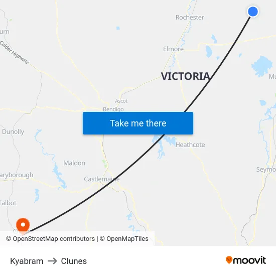 Kyabram to Clunes map
