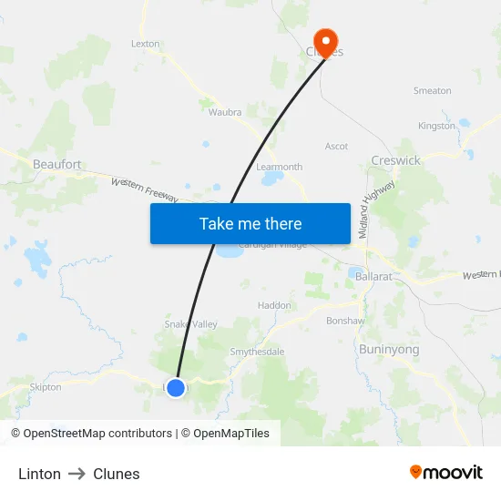 Linton to Clunes map