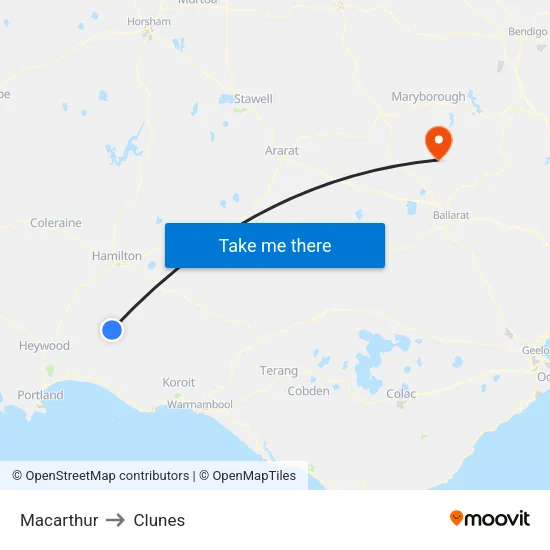 Macarthur to Clunes map