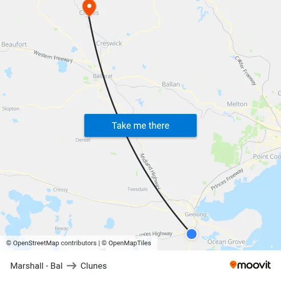 Marshall - Bal to Clunes map