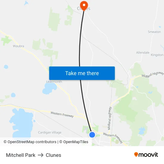 Mitchell Park to Clunes map
