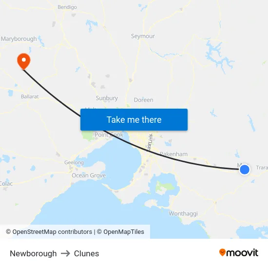 Newborough to Clunes map